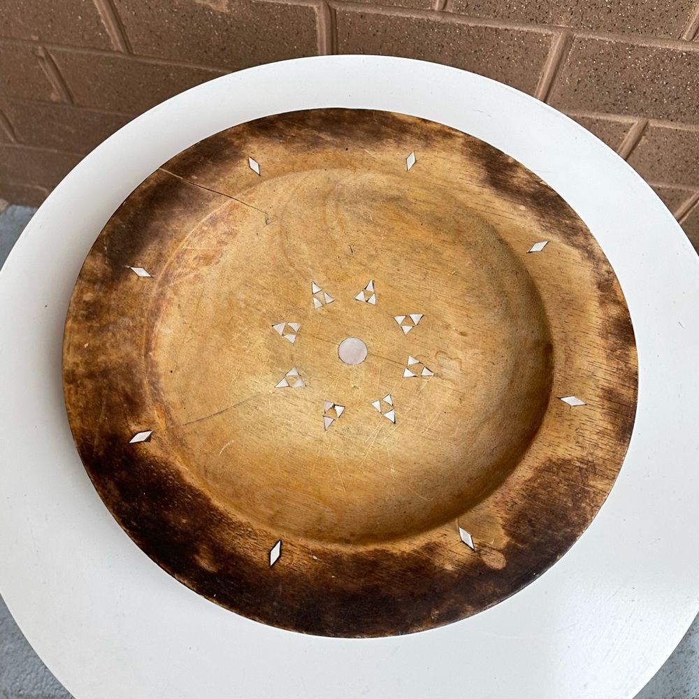 Wooden Bowl with Mother of Pearl